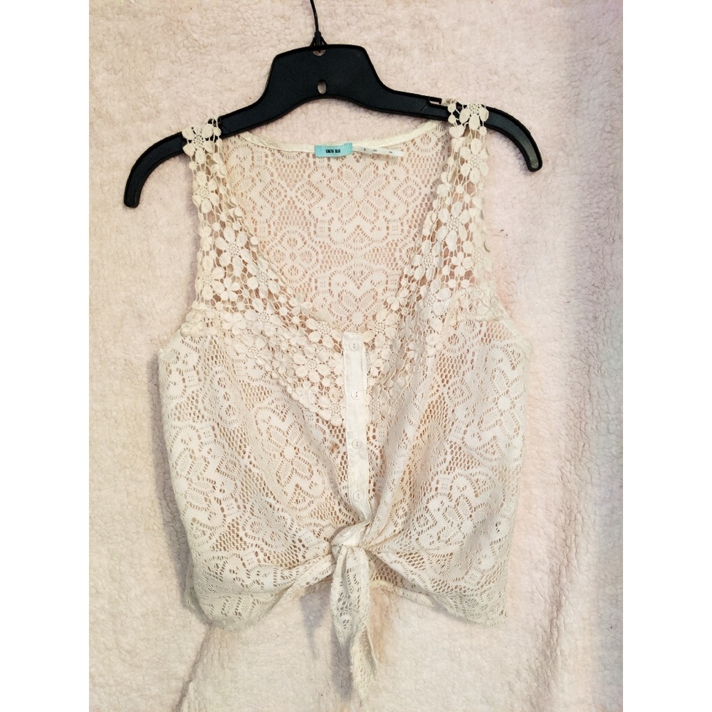 Cream colored lace crop top